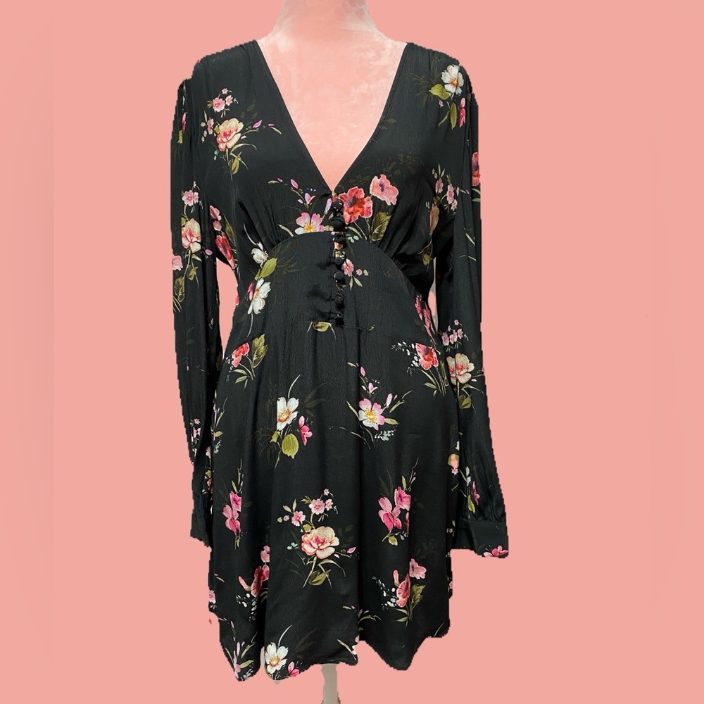 Zara Black & Pink Floral Mini Dress